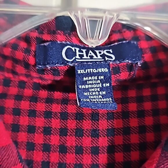 Men's Shirt by Chaps Button Front Red Black Size XXL - Picture 2 of 6